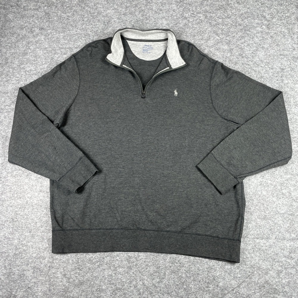 Polo Ralph Lauren Performance Sweater Mens XL Gray 1/4 Zip Pullover Mock Neck